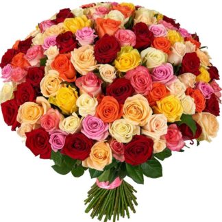 51 multi-colored roses with delivery in Russia.