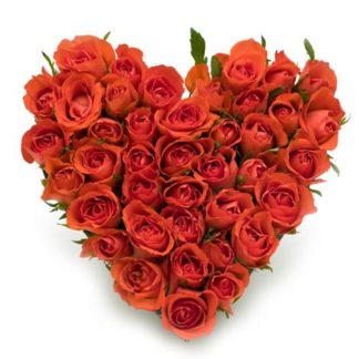 A magnificent heart of 45 red roses with delivery in Russia.